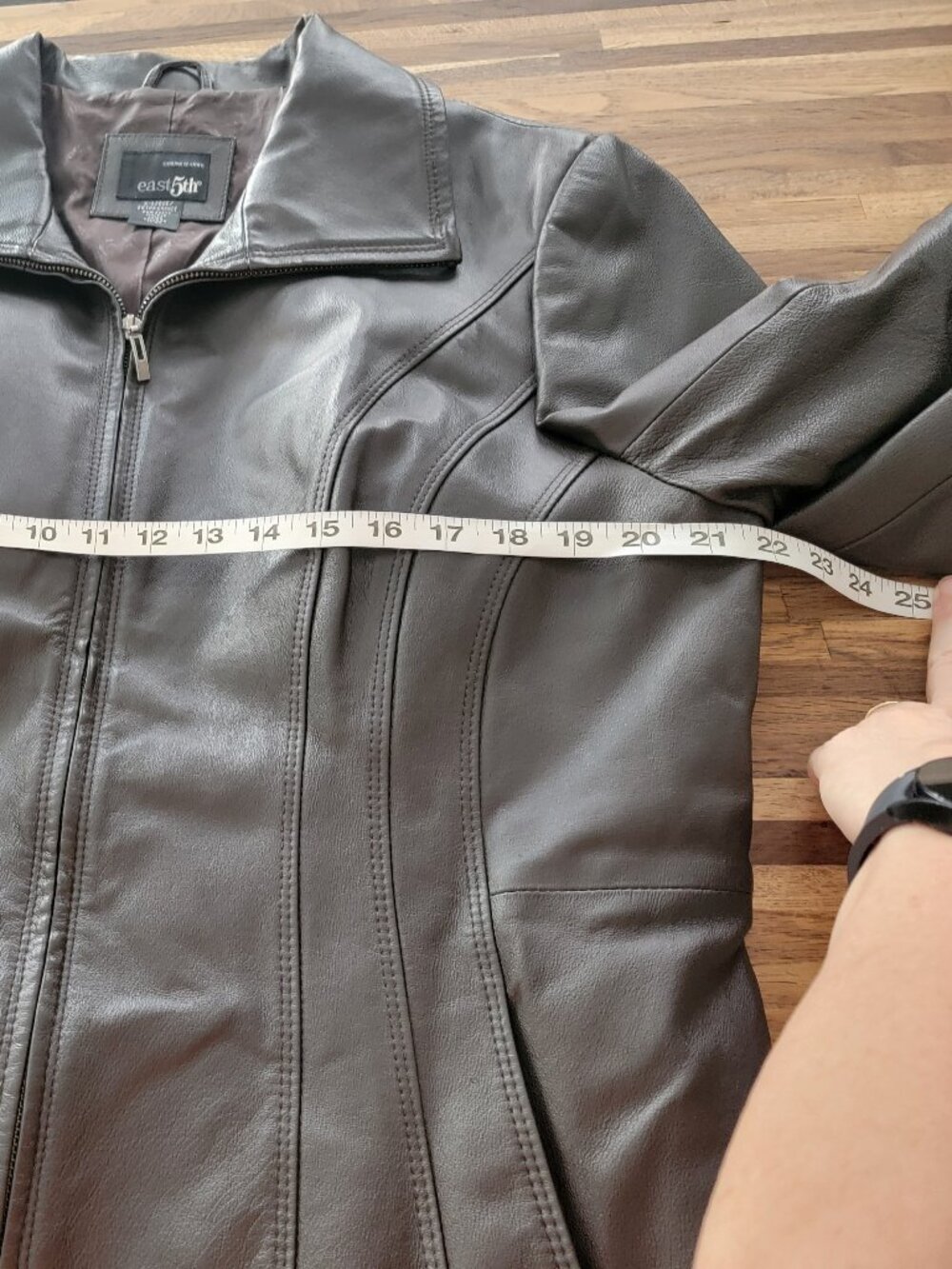 EAST 5TH Fitted Brown Leather Jacket Fully Lined Blazer/Jacket Zip Up - Picture 8 of 13